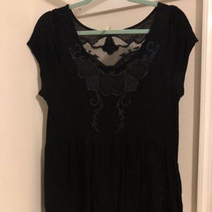 Free People Black Lace Tee Size S